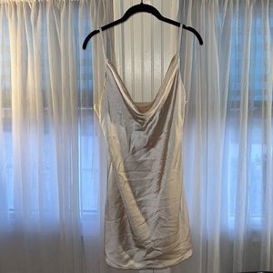 Cowl neck Champagne mini dress silk